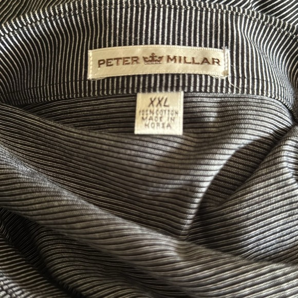 Peter Millar black/white narrow stripe 3 button placket short sleeve polo shirt. - Picture 6 of 6